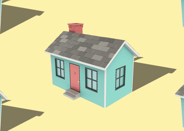 Array of homes on a light yellow background