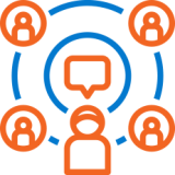 one person chats with four others