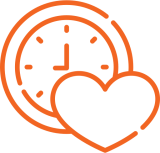 A heart in front of a clock