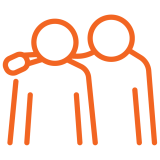 one person rests their arm on the other person's shoulders