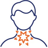 an orange star indicates where a person feels pain in their throat