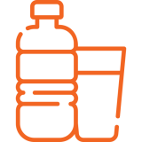 water bottle and glass