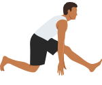 a low lunge pose that deeply stretches the back of the legs