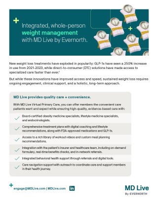 Integrated, whole-person weight management with MD Live by Evernorth.